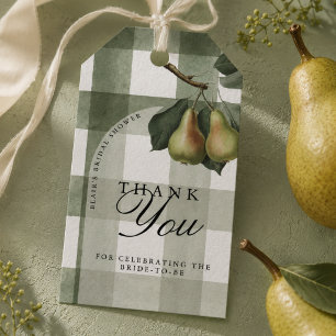Perfektes Paar Gingham Vintage Birnen Hochzeitsdus Geschenkanhänger