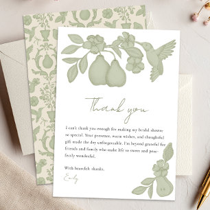 Perfektes Pear-Brautparty Sage Green Dankeskarte