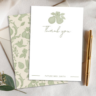 Perfektes Pear-Brautparty Sage Green Vielen Dank Dankeskarte