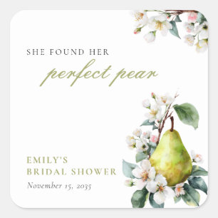 Perfektes Pear Floral Brautparty Quadratischer Aufkleber