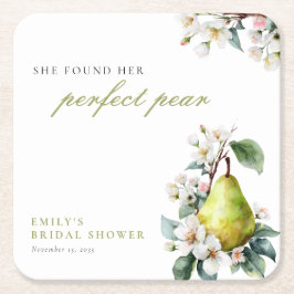 Perfektes Pear Floral Brautparty Rechteckiger Pappuntersetzer