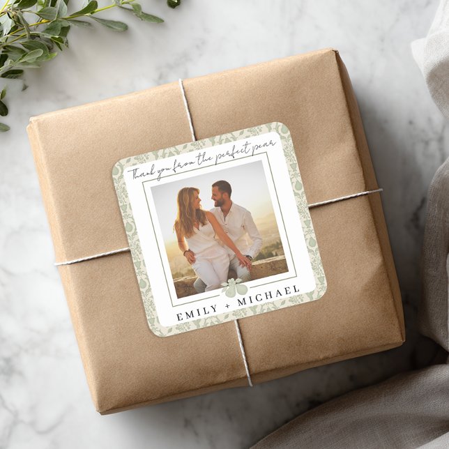 Perfektes Pear Foto Danke Sticker | Bridal Show (Thank you photo favor sticker)