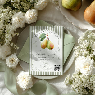 Perfektes Pear Retro Altes Geld Pair Qr Brautparty Einladung