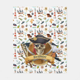 Perfektes Piratenmuster PERSONALIZE Fleecedecke