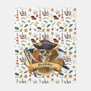 Perfektes Piratenmuster PERSONALIZE Fleecedecke