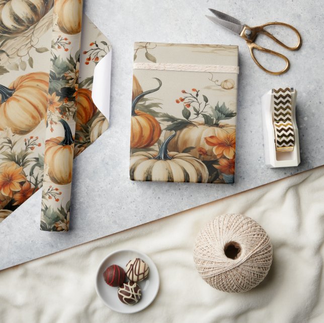 Perfektes Pumpkin Party Halloween Erntedank Fall Geschenkpapier (Kunsthandwerk)