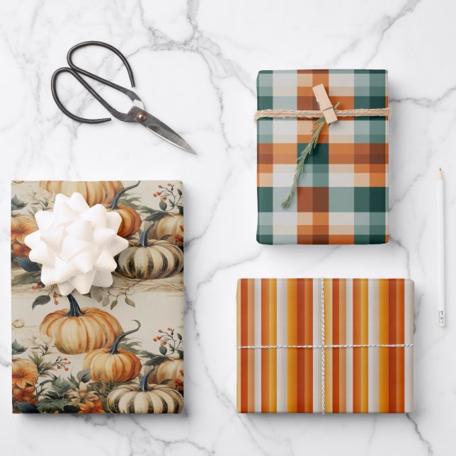 Perfektes Pumpkin Party Halloween Erntedank Fall Geschenkpapier Set (Vorderseite)