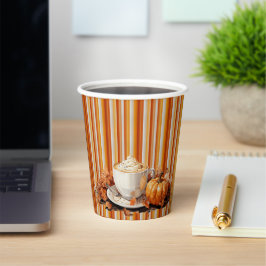 Perfektes Pumpkin Party Wasserfarbenlatte Pappbecher