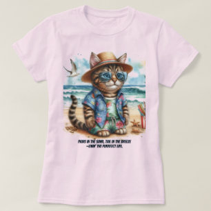 Perfektes Strandleben für Katzenliebhaber T-Shirt