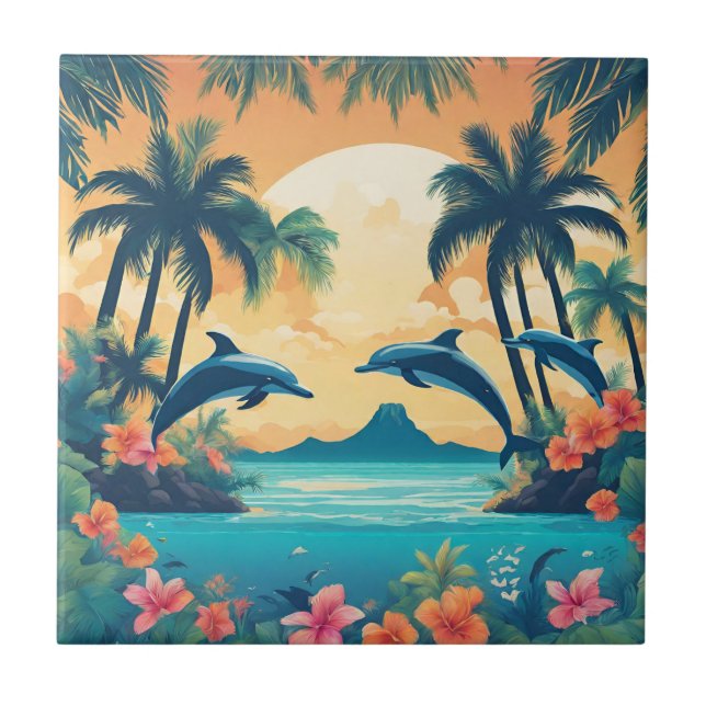 Perfektes tropisches Paradies für Sonnenuntergänge Fliese (Vorderseite)