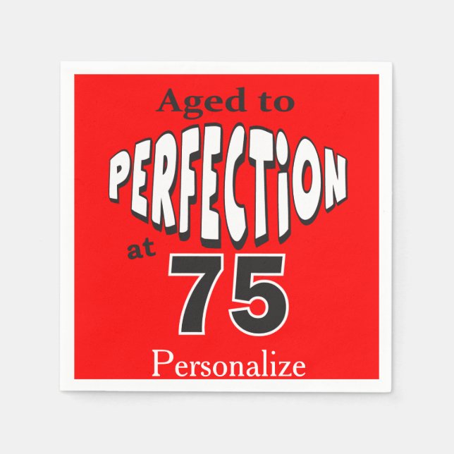 Perfektion im Alter von 75 - 75 Jahren + Geburtsta Serviette (Vorderseite)