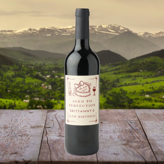 Perfektionierte Geburtstagsparty wie erlesener Wei Weinetikett (Von Creator hochgeladen)