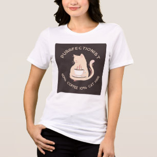 Perfektionist Kaffee- und Katzenliebhaber Lustiger Tri-Blend Shirt