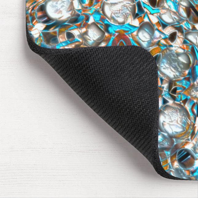 Perforiertes blaues Stück über weißer Textur Mousepad (Ecke)