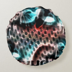 Perforiertes Brettdesign mit 'Tinte' Tropfen auf W Rundes Kissen