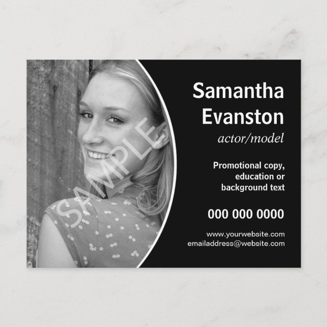 Performers Headshot Kurve Schwarze Werbeaktion Postkarte (Vorderseite)