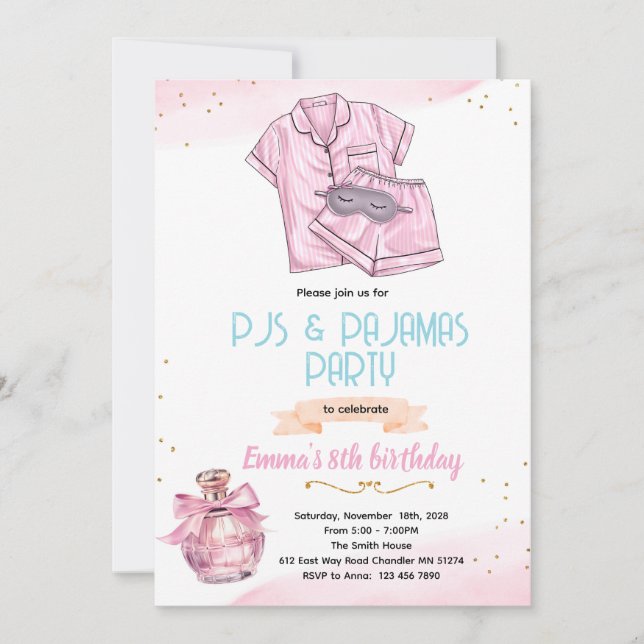Perfume and Pajamas party Invitation (Devant)