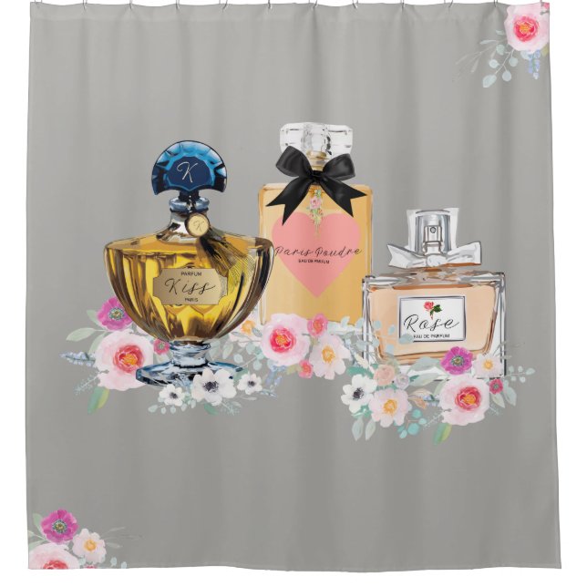 Perfume Art, Floral and Gray Duschvorhang (Vorderseite)
