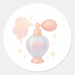 Perfume bottle with sparkle mist runder aufkleber