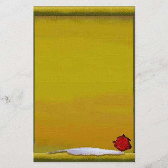 Pergament mit Spule u. rotem Wachs-Drache-Siegel Briefpapier (Vorderseite)