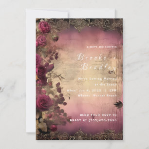 Pergament & Rose Vintage-Hochzeit Einladung