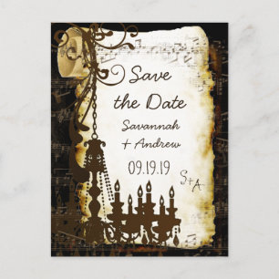 Pergament-Schriftrolle-Kronleuchter Save-the-Date Ankündigungspostkarte