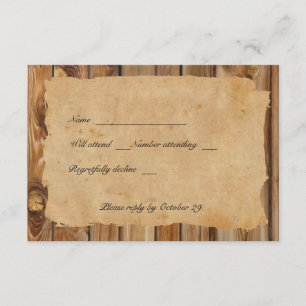 Pergament Wood Tattered Heart uAwg mit Umschlägen RSVP Karte