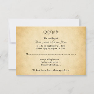 Pergamentmuster-Design-Hochzeit RSVP Karte