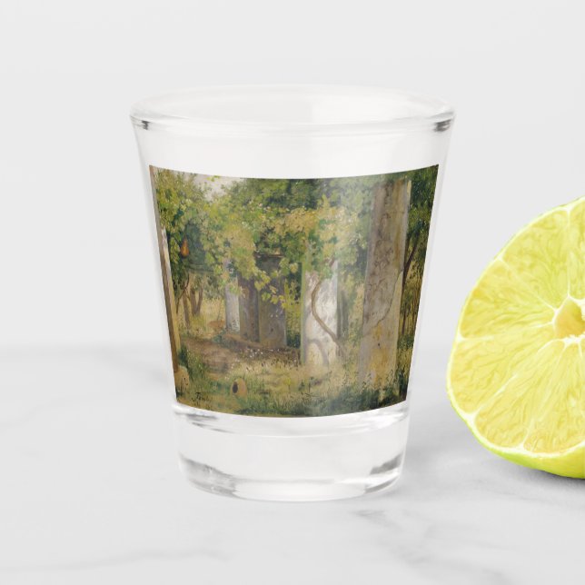 Pergola mit Weintrauben (Weinlandschaft) Schnapsglas (Vorderseite)