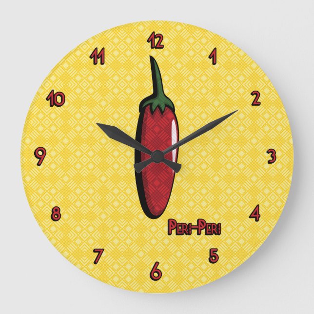 Peri-Peri-Chili-Pfeffer Große Wanduhr (Vorderseite)