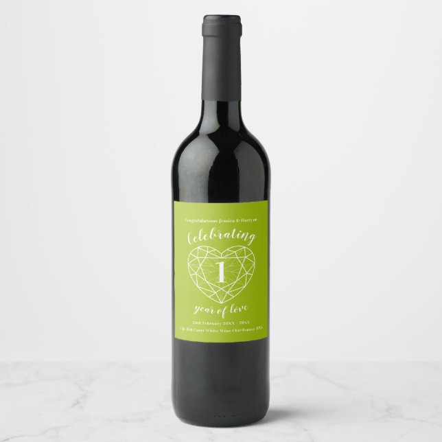 Péridot anniversaire 1 an d'amour vin étiquettes (Devant)