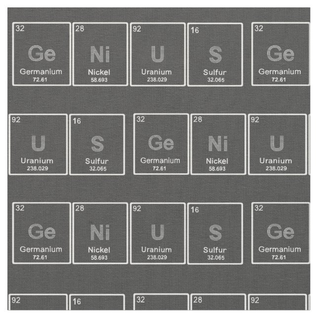 Periodensystem-Geniegewebe Stoff (Nahaufnahme)