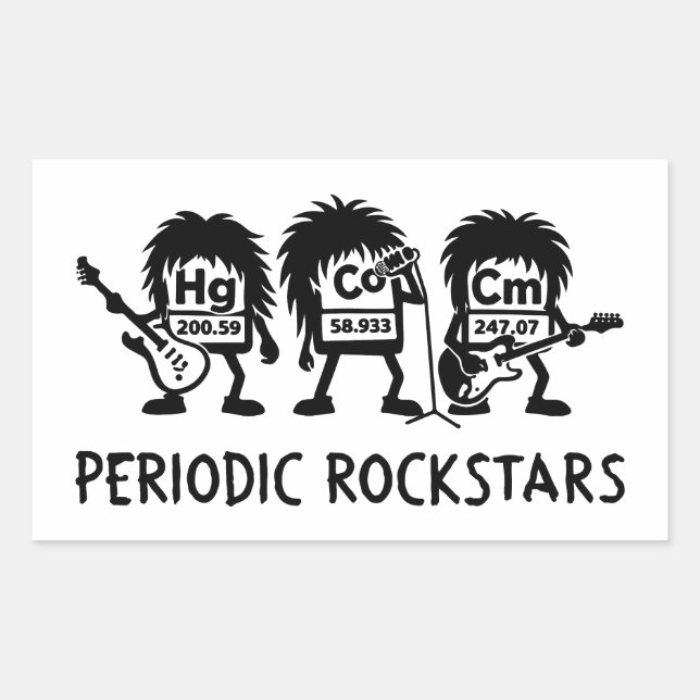 Periodic Rockstars Chemistry Humor Rechteckiger Aufkleber (Vorderseite)