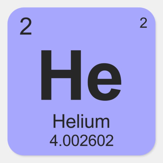 Periodische Elementübersicht (Helium) Quadratischer Aufkleber (Vorderseite)