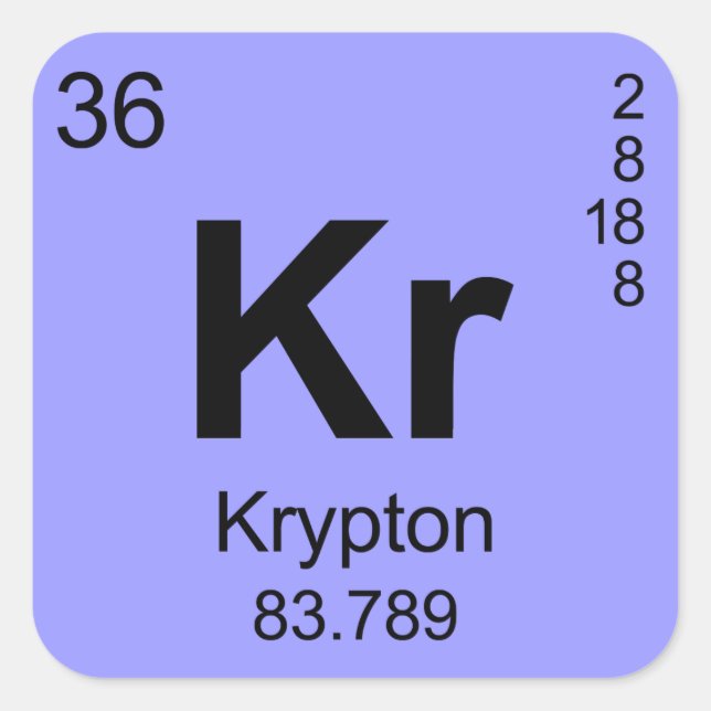 Periodische Elementübersicht (Krypton) Quadratischer Aufkleber (Vorderseite)