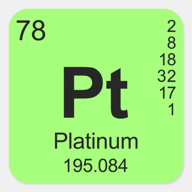 Periodische Elementübersicht (Platin) Quadratischer Aufkleber (Vorderseite)