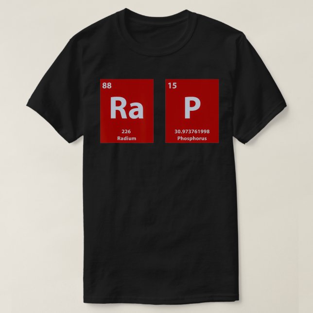 Periodische Rap-Tabelle der Elemente Nerd Rap T-Shirt (Design vorne)