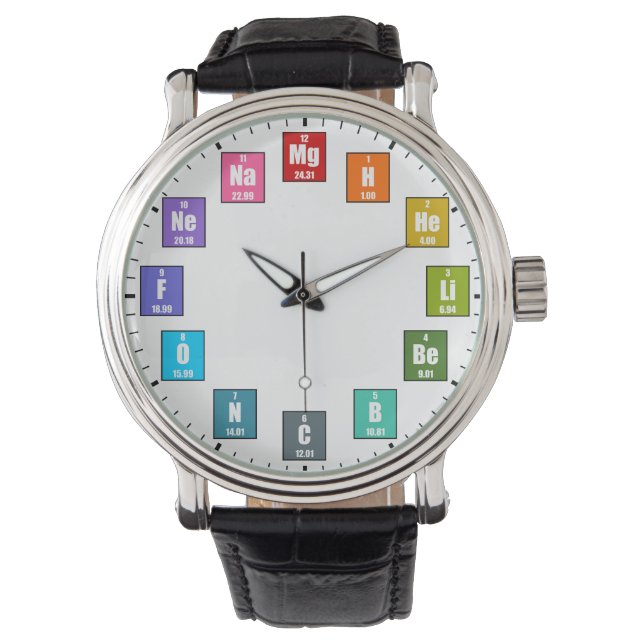 Periodische Tabelle der Elemente Rainbow Chemistry Armbanduhr (Vorderseite)