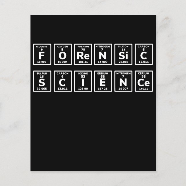 Periodische Tabelle der forensischen Wissenschaft (Vorderseite)