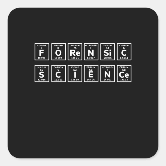 Periodische Tabelle der forensischen Wissenschaft Quadratischer Aufkleber (Vorderseite)