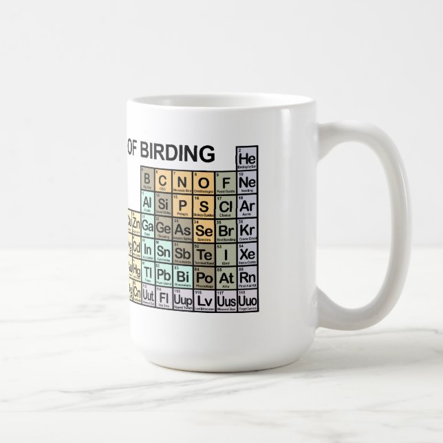 Periodische Tabelle der Vogelbeobachtung Kaffeetasse (Rechts)