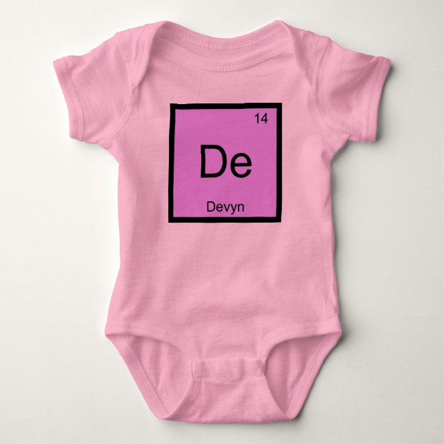 Periodische Tabelle für Devyn Name Chemistry Eleme Baby Strampler (Vorderseite)