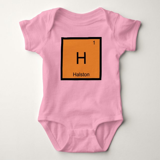 Periodische Tabelle für Halston Name Chemistry Ele Baby Strampler (Vorderseite)