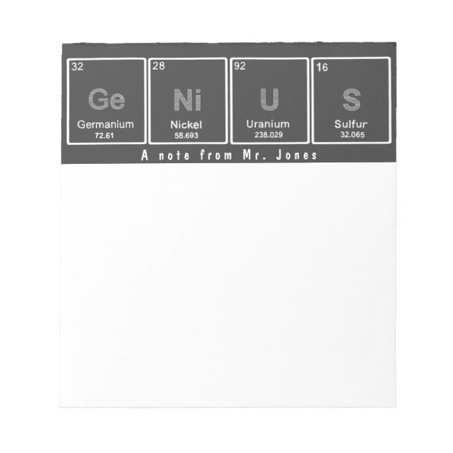 Periodische Tabelle GeNiUS Notizblock (Vorderseite)