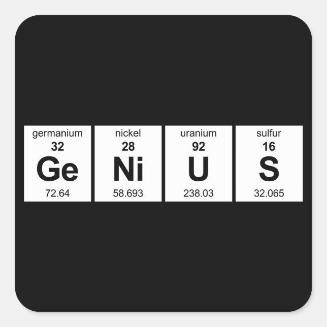 Periodische Tabelle GeNiUS Quadratischer Aufkleber (Vorderseite)