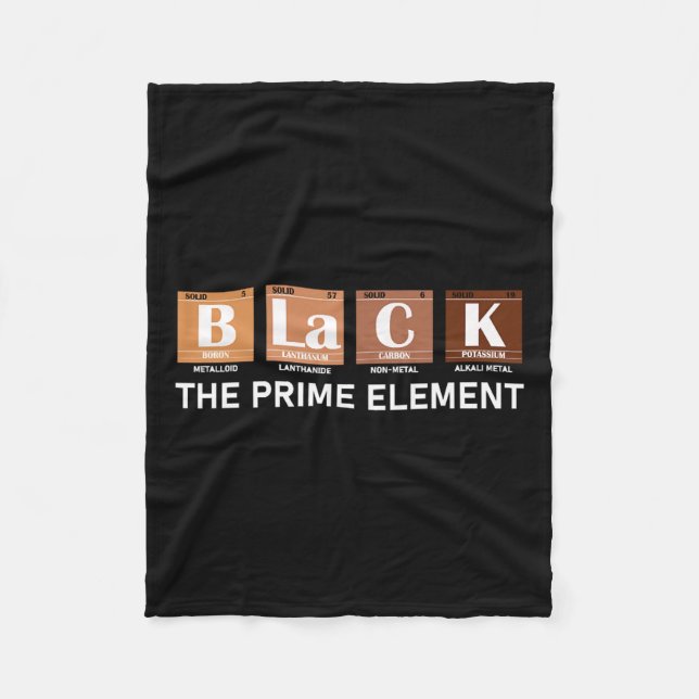 Periodische Tabelle schwarz das Prime-Element Fleecedecke (Vorderseite)
