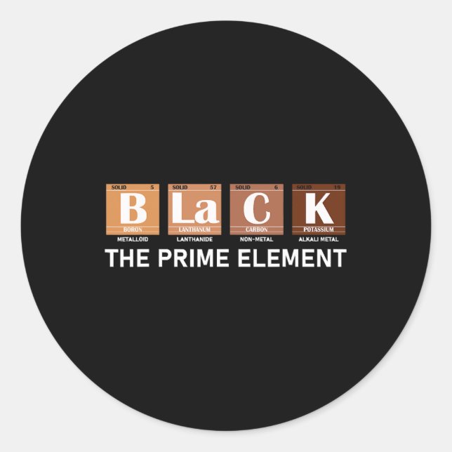 Periodische Tabelle schwarz das Prime-Element Runder Aufkleber (Vorderseite)