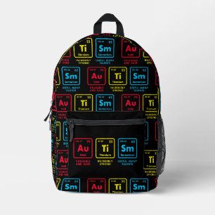 Periodische Tabelle zur Sensibilisierung für Autis Bedruckter Rucksack