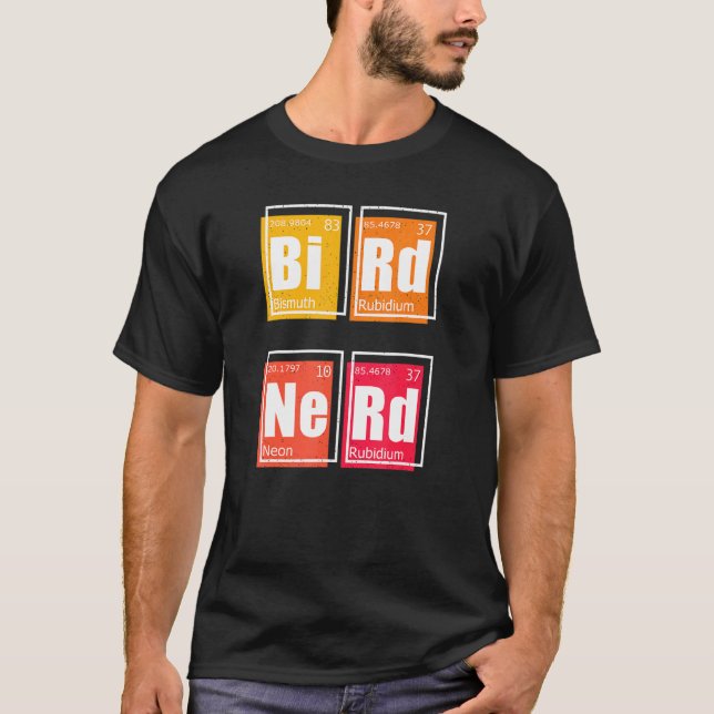 Periodischer NERD der Vogelbeobachtung Elemente im T-Shirt (Vorderseite)