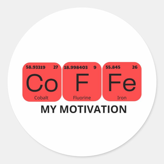 Periodisches Tischelement für Kaffee Runder Aufkleber (Vorderseite)